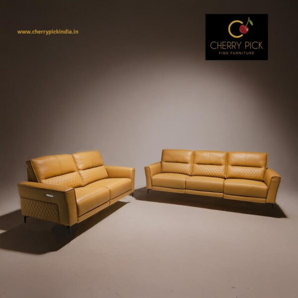 2 SEATER LEATHER SOFA WITH EXTENDABLE SEATS