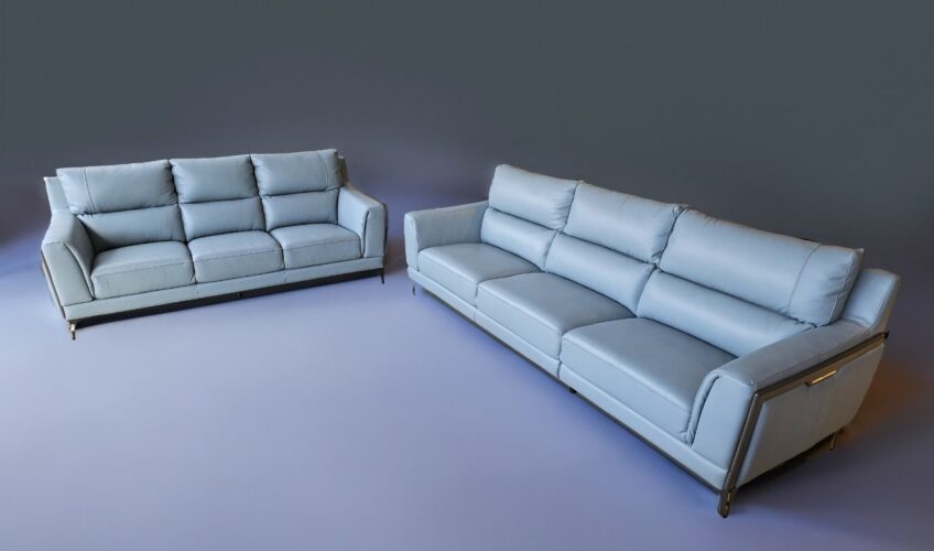 Leather Sofa Baby Blue